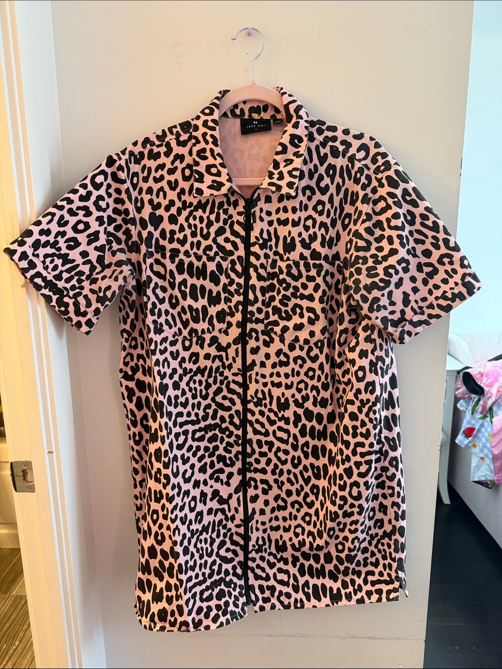 Lazy Oaf Pink Leopard Shirt Dress